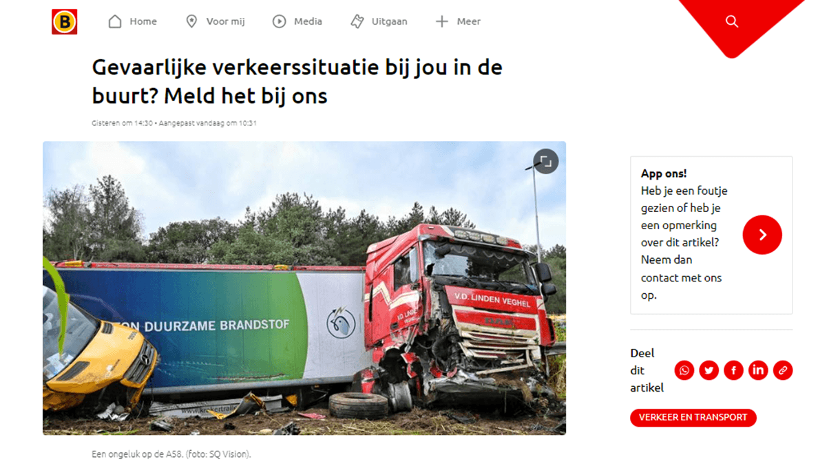 Featured image for Omroep Brabant maps dangerous traffic situations with MapTalk
